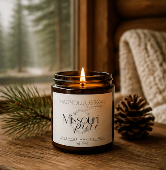 Missouri Pine Hand-Poured Coconut Wax Candle | 7oz Amber Jar