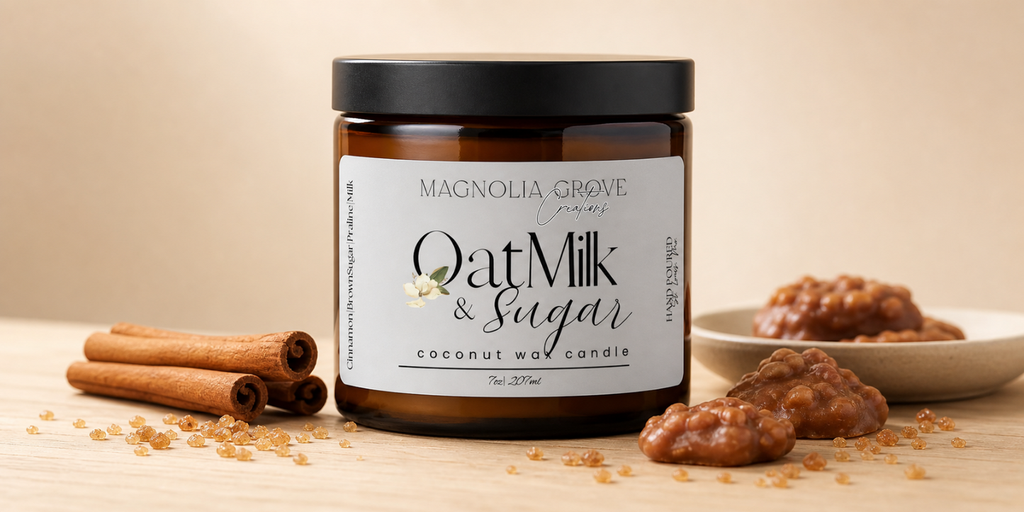 Oatmilk & Sugar Candle | Cinnamon Brown Sugar Praline | Hand-Poured Coconut Candle