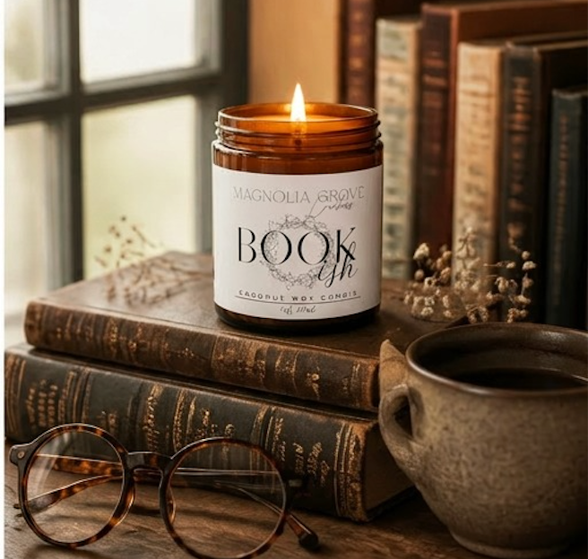 Bookish Hand-Poured Coconut Wax Candle | 7oz Library Inspired Scent