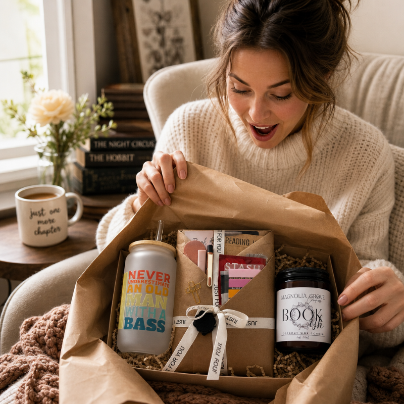 Blind Date with a Book | Surprise Book Subscription Box | Bookish Gift Bundle with Candle & Tumbler | Christian Fiction, Romance, Devotionals & More