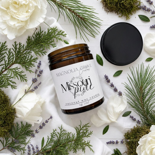 Missouri Pine Hand-Poured Coconut Wax Candle | 7oz Amber Jar